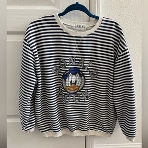 Striped Donald Duck Sweater - Black and White